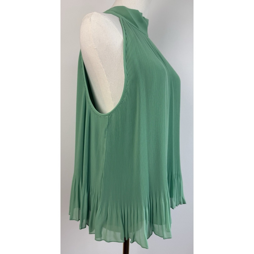 Veronica Beard Alexa Pleated Tie-Back Sleeveless Blouse Green Size 12 $328 NWT